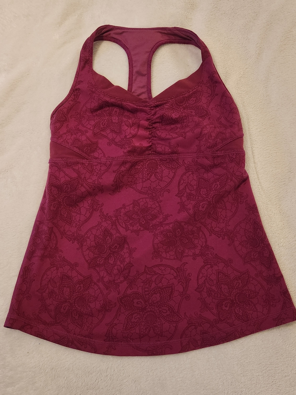Lululemon Floral Racerback Yoga Tank Top In Plum Color